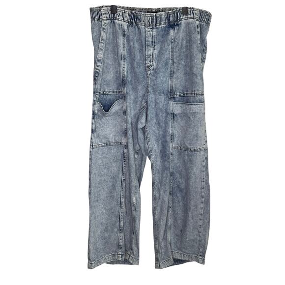 Gap Pull On High Rise Utility Wide Leg Jeans Medium Wash Blue Womens Size XL NWT - Picture 1 of 10